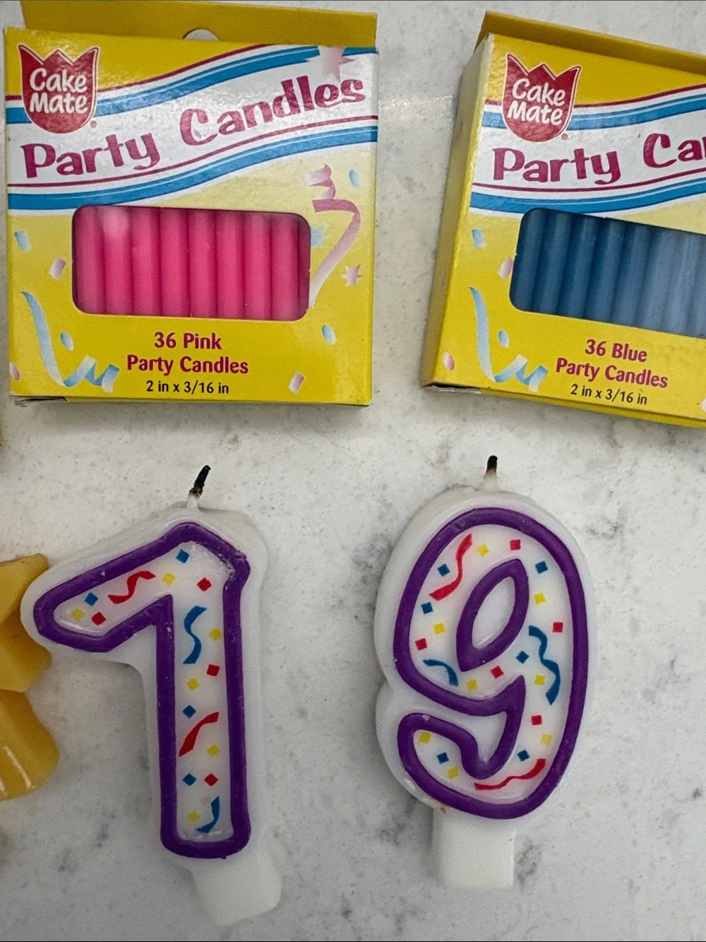 Assorted Party Birthday Candles Set in White, Pink, Blue, Silver, Yellow